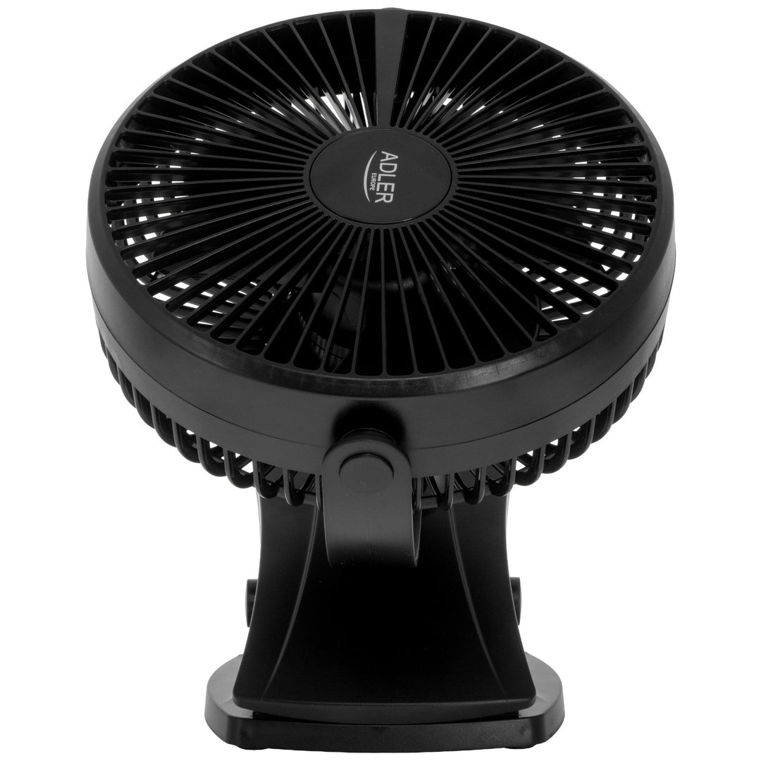 Stolní ventilátor s klipem, na baterii, 15,5 cm, otočný o 360°, USB-C, Adler