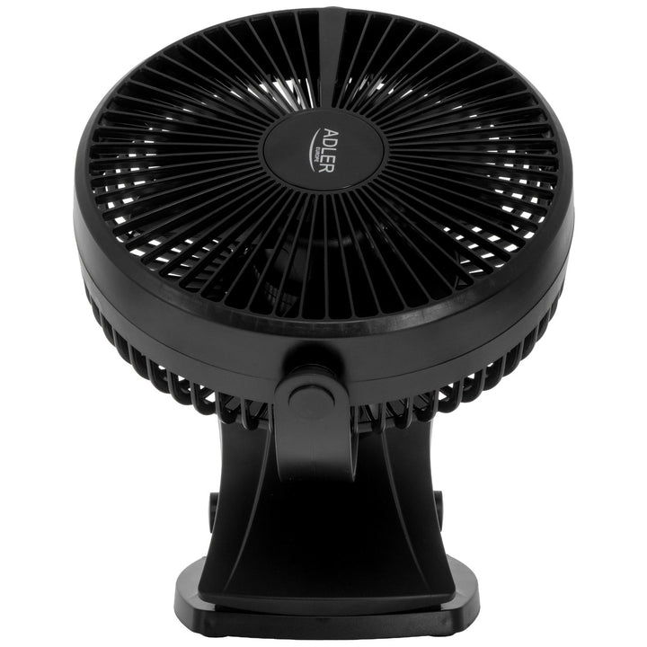 Stolní ventilátor s klipem, na baterii, 15,5 cm, otočný o 360°, USB-C, Adler