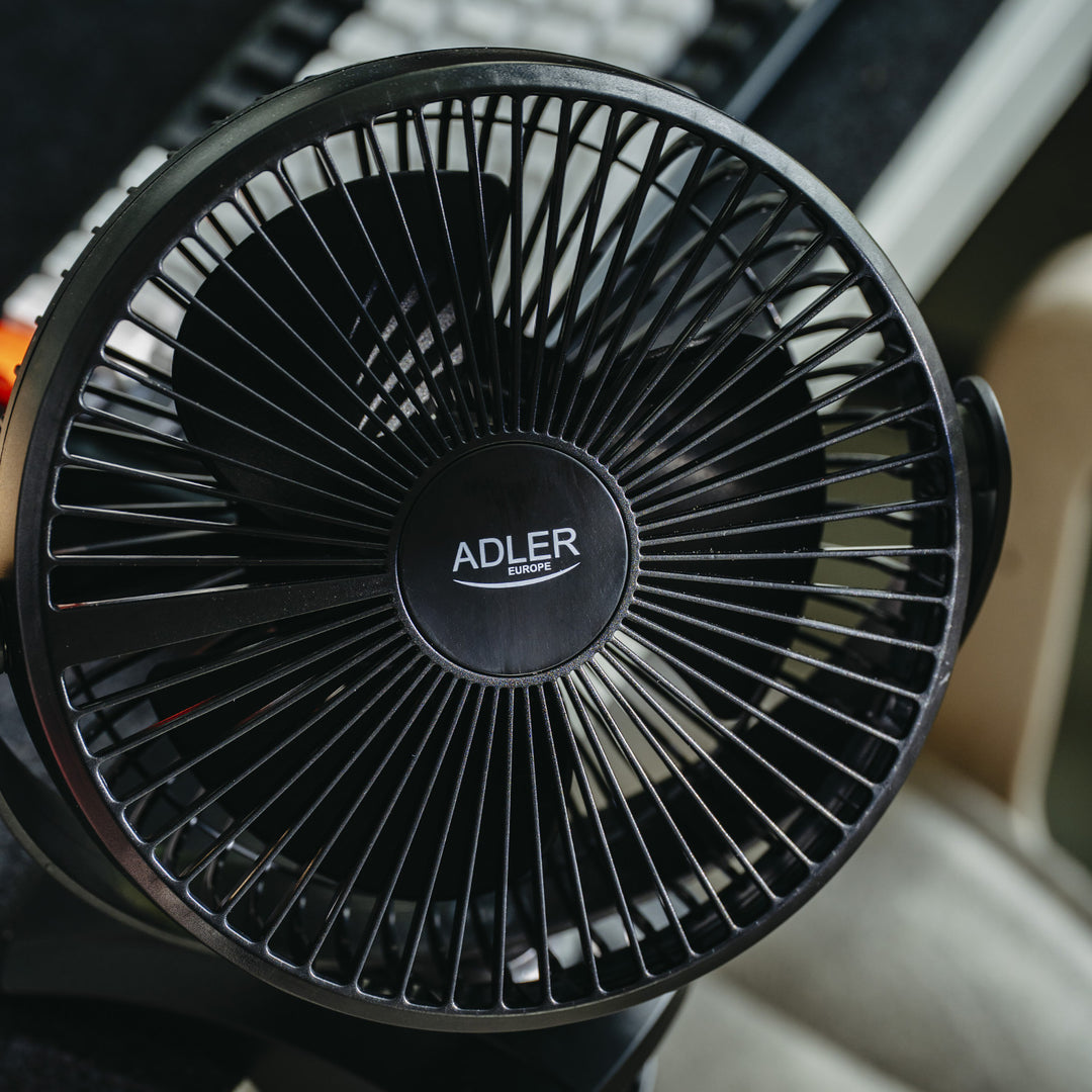 Stolní ventilátor s klipem, na baterii, 15,5 cm, otočný o 360°, USB-C, Adler