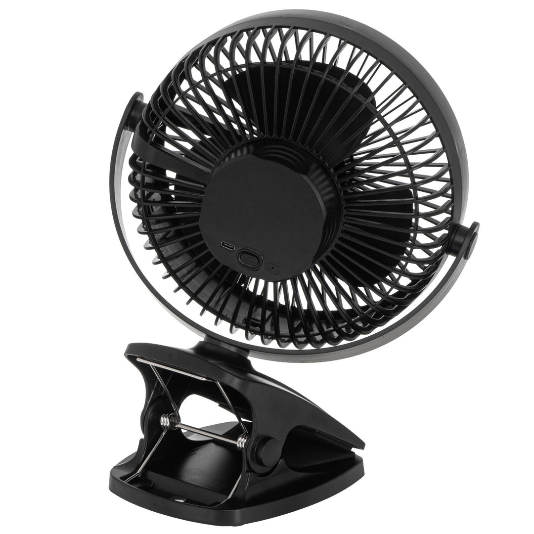 Stolní ventilátor s klipem, na baterii, 15,5 cm, otočný o 360°, USB-C, Adler