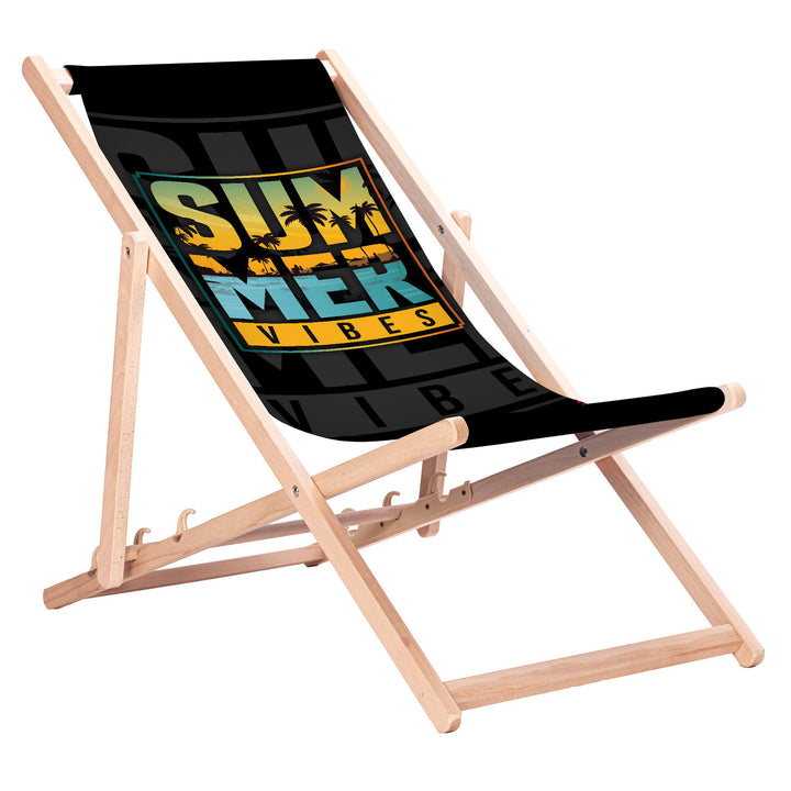 Klasické bukové lehátko GreenBlue GB183 s potiskem Summer Vibes