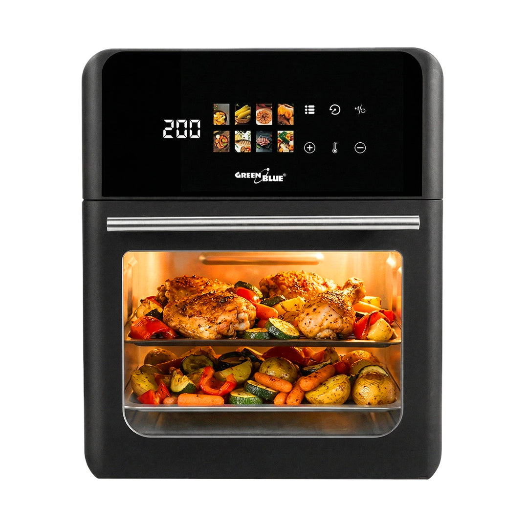 Beztuková fritéza AIR FRYER GreenBlue, výkon 1800 W, objem 10 l, 8 programů, příslušenství, časovač, GB950 + papírové vložky 16 cm, 100 ks