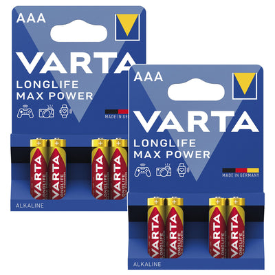 8 ks baterií R-03 R03 AAA 1,5 V alkalických Varta Longlife Max Power