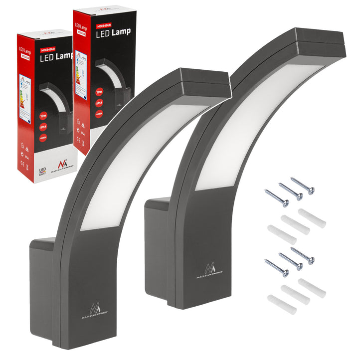 LED fasádní svítidlo Maclean, 800 lm, 10 W, barva světla přirozeně bílá (4000 K), barva šedá, MCE343 GR, 2 ks