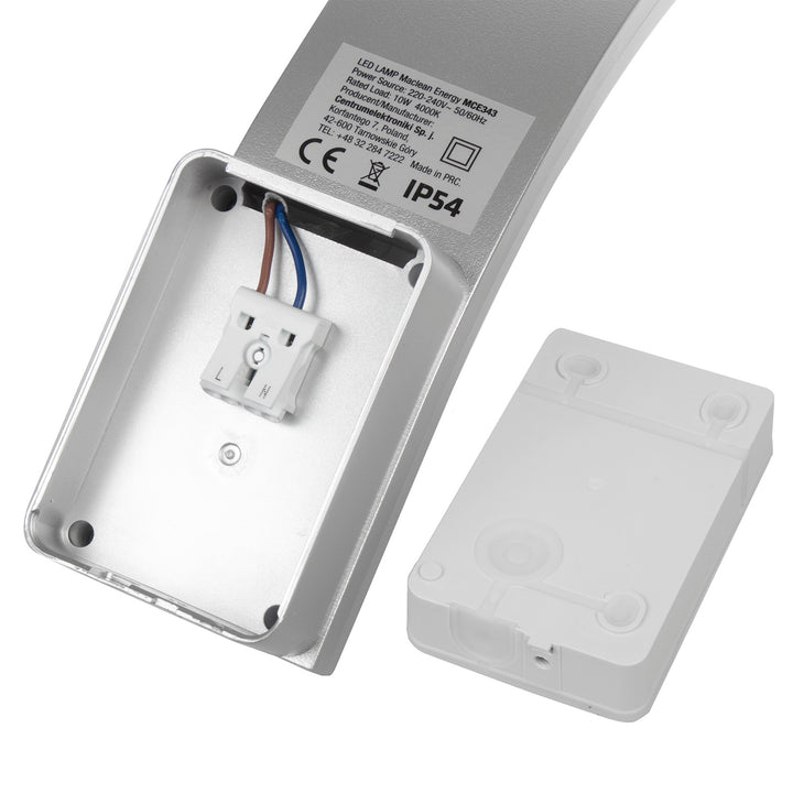 LED fasádní svítidlo Maclean, 800 lm, IP54, 10 W, přirozeně bílá barva (4000 K), stříbrná barva, MCE343 SV, 2 ks