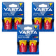 6 ks alkalických baterií R-20 R20 D 1,5 V Varta Longlife Max Power