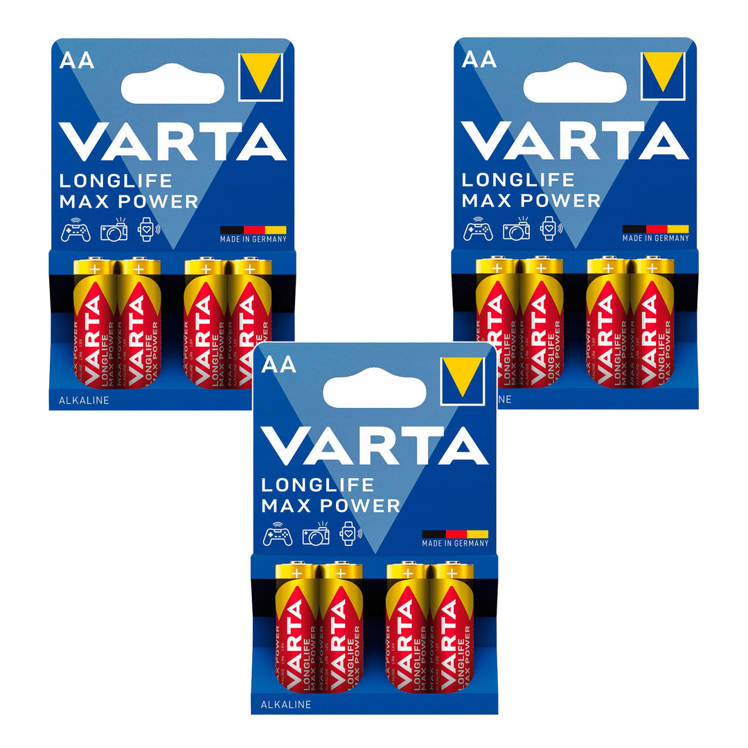 12 ks baterií R-06 R06 AA 1,5 V alkalických R-06 Longlife Max Power Varta