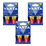 6 ks alkalických baterií R-14 R14 C 1,5 V Varta Longlife Max Power