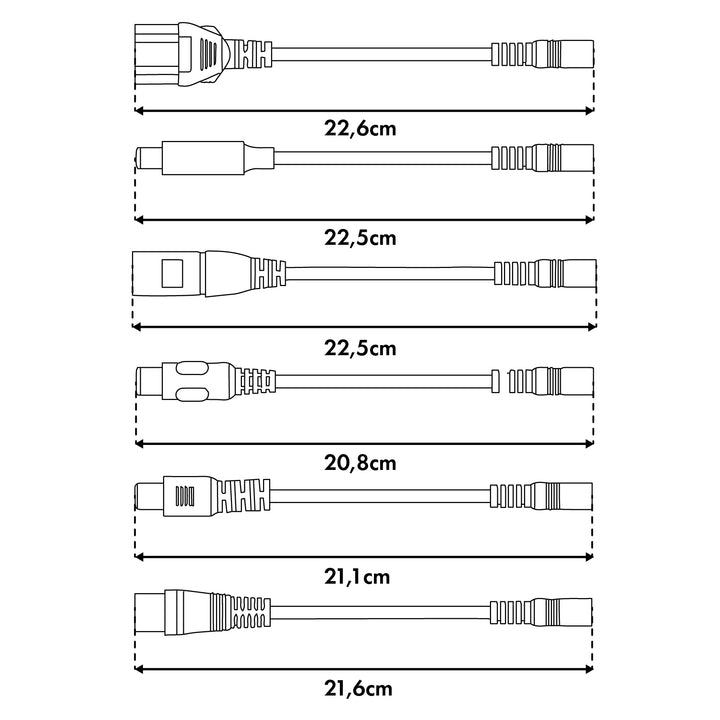 Univerzální nabíječka / napájecí zdroj Maclean Energy, pro koloběžky, 54,6 V DC, 2 A, max. 110 W, rychlé nabíjení, 6 zástrček, MCE665