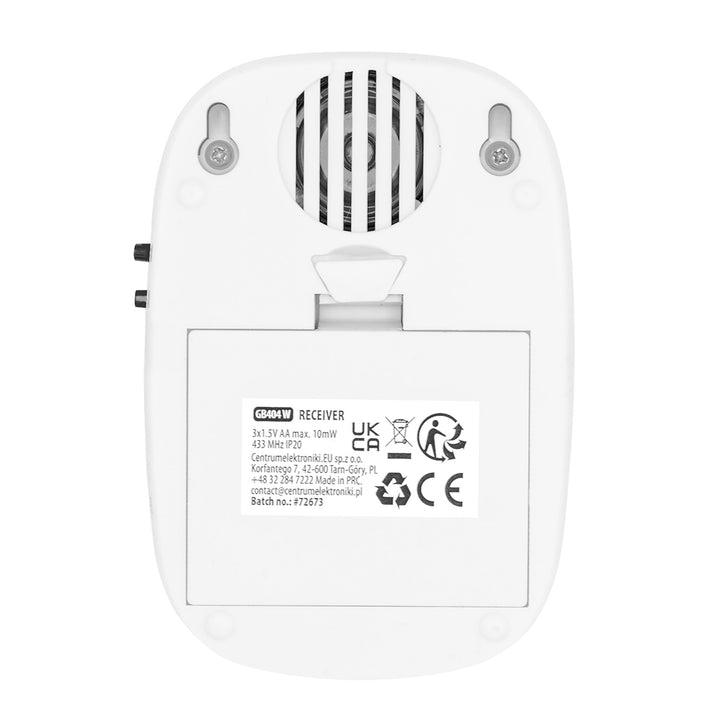 Bezdrátový zvonek GreenBlue, 38 melodií, 90 dB, bílý, dosah až 200 m, GB404 W
