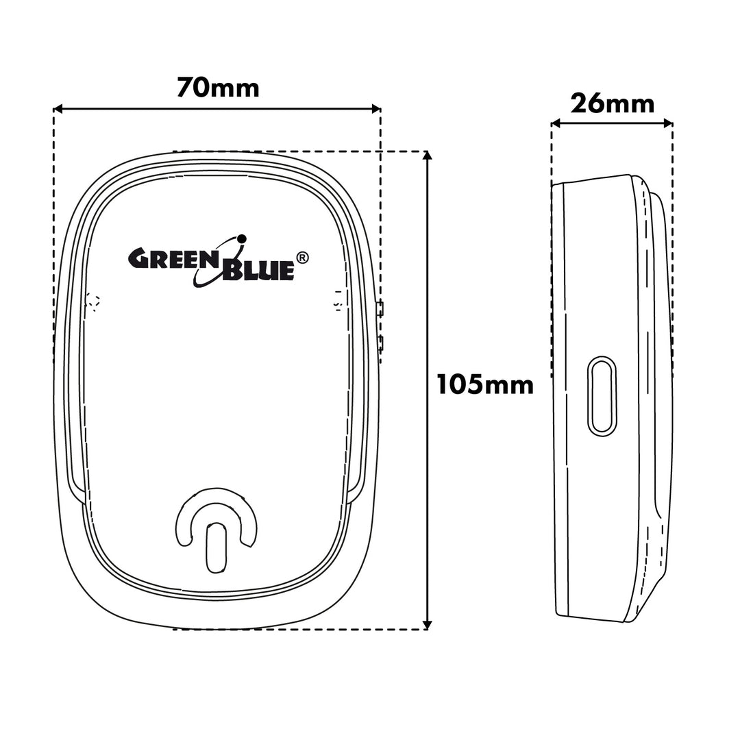 Bezdrátový zvonek GreenBlue, 38 melodií, 90 dB, bílý, dosah až 200 m, GB404 W