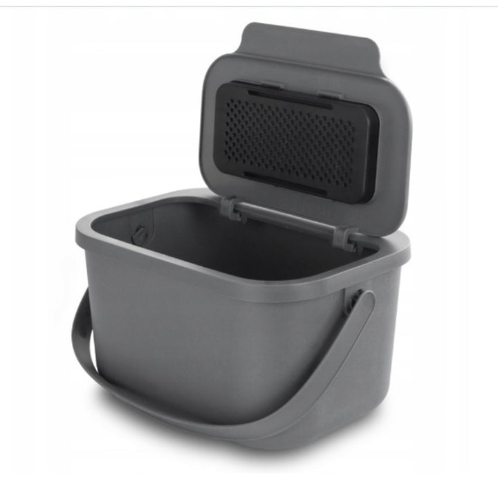 Nádoba na bioodpad 6 l, šedá, Bini Practic + 5 ks uhlíkových filtrů Practic