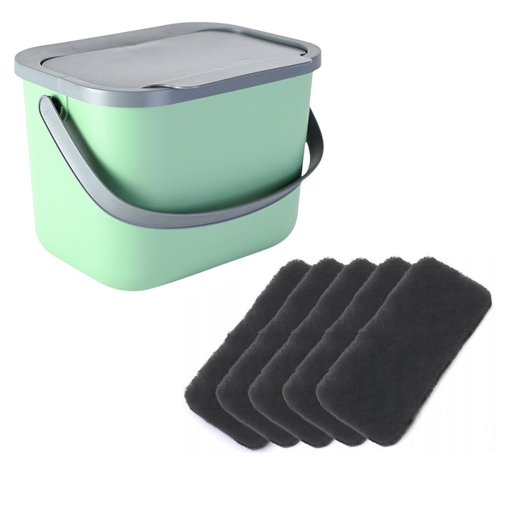 Nádoba na bioodpad 6 l, zeleno-šedá, Bini Practic + 5 ks uhlíkových filtrů Practic