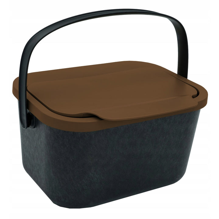 Nádoba na bioodpad, objem 4,5 litru, černá s hnědým víkem, Mini Bini + 5 ks uhlíkových filtrů Practic