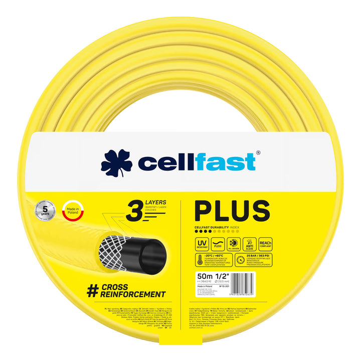 Vozík na hadici Cellfast Aluplus 1/2" 60 m + zahradní hadice Cellfast Plus 1/2" 50 m
