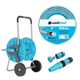 Vozík na hadici Cellfast Aluplus 1/2" 60 m + zahradní hadice Cellfast IDEAL 1/2" 20 m + sada s přímým rozstřikovačem Cellfast Basic 1/2"
