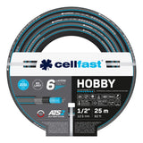 Zahradní hadice Cellfast Hobby ATS2 1/2" 25 m + držák na hadici Cellfast (šedý) + sada s přímým rozstřikovačem Cellfast Basic 1/2"