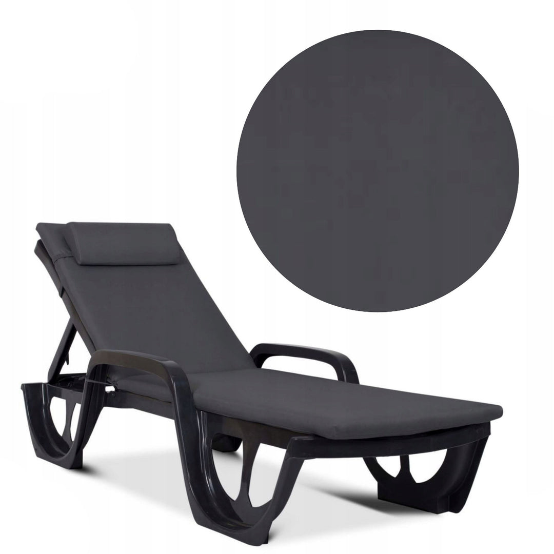 Polštář na lehátko Madera, barva tmavě šedá, látka S-500, rozměry 190 × 55 cm, upevnění gumovým páskem, voděodolný, Madera S-49
