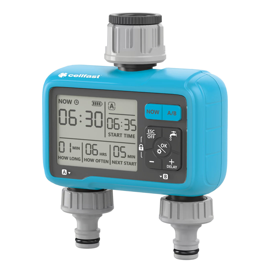Elektronický 2-sekční zavlažovací ovladač Cellfast, Chronos CellPro
