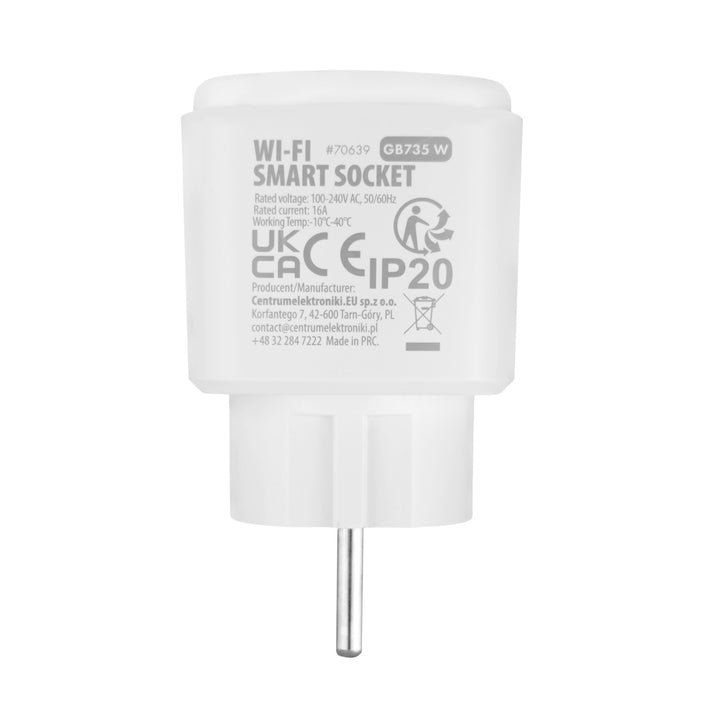 Dálkově ovládaná WiFi zásuvka GreenBlue, Android/iOS/Alexa/Google Home, časovač, měřič spotřeby, max. 16 A/3840 W, GB735 W, 2 ks