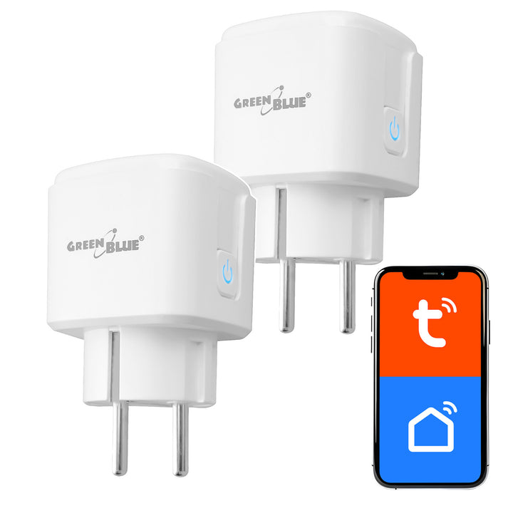 Dálkově ovládaná WiFi zásuvka GreenBlue, Android/iOS/Alexa/Google Home, časovač, měřič spotřeby, max. 16 A/3840 W, GB735 W, 2 ks