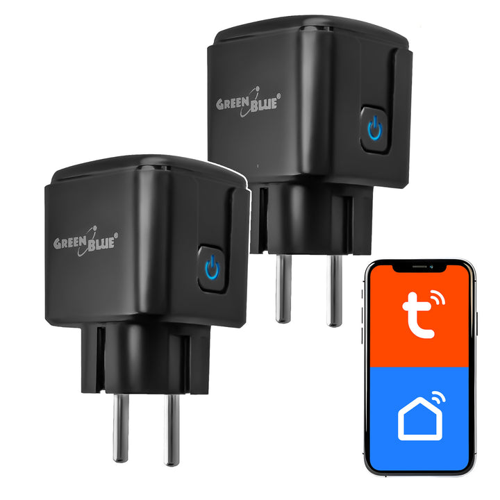 Dálkově ovládaná WiFi zásuvka GreenBlue, Android/iOS/Alexa/Google Home, časovač, wattmetr, max. 16 A/3840 W, GB735 B, 2 ks