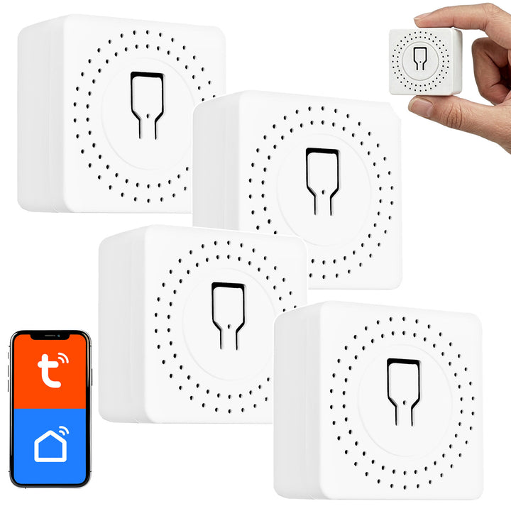 Zapuštěný WiFi relé GreenBlue, Android/iOS/Alexa/Google Home, 100–240 V AC, 50/60 Hz, max. 16 A, pro LED 150 W, GB739, 4 kusy