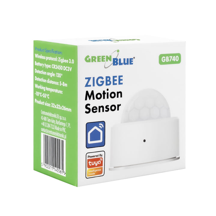 Bezdrátový pohybový senzor Zigbee Tuya GreenBlue, Android/iOS, CR2450 DC 3,0 V, úhel detekce 120° / do 8 m, GB740, 2 ks