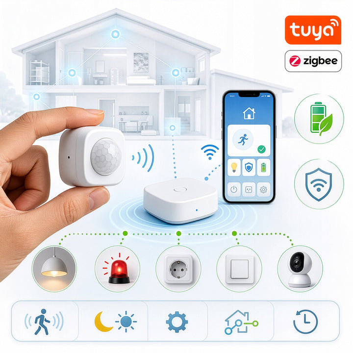 Bezdrátový pohybový senzor Zigbee Tuya GreenBlue, Android/iOS, CR2450 DC 3,0 V, úhel detekce 120° / do 8 m, GB740, 2 ks