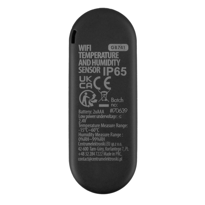 Venkovní WiFi senzor teploty a vlhkosti GreenBlue, Android/iOS, 3,0 V DC, LR03x2, IP65, GB741, 2 kusy