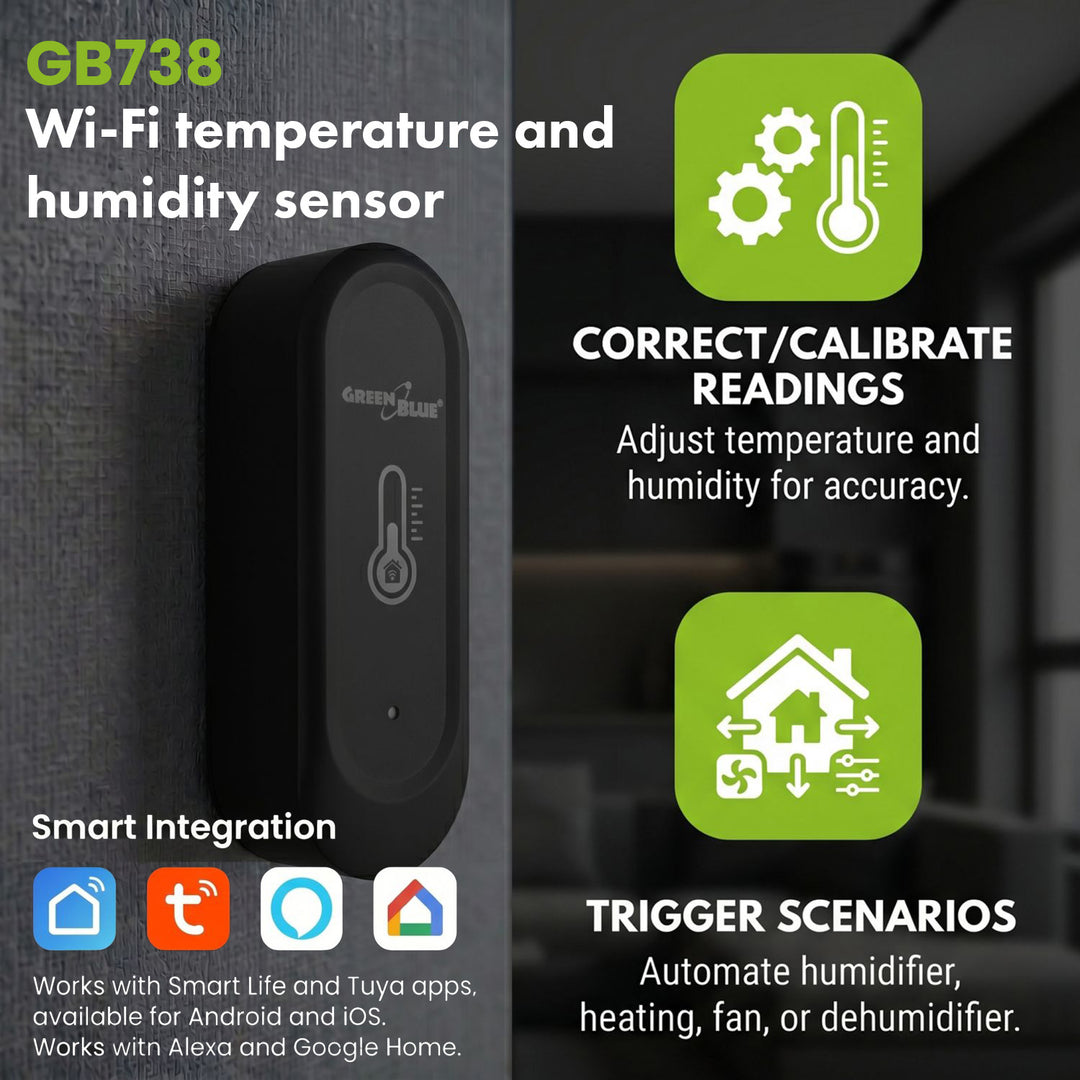 Venkovní WiFi senzor teploty a vlhkosti GreenBlue, Android/iOS, 3,0 V DC, LR03x2, IP65, GB741, 2 kusy