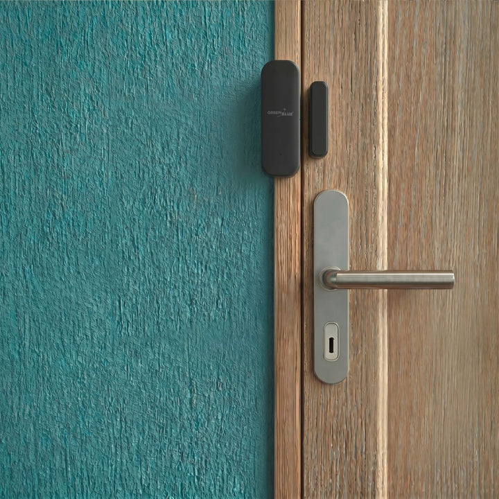 Bezdrátový kontakt / WiFi snímač otevření GreenBlue, Android/iOS, pro dveře / okna, 3,0 V DC, LR03x2, GB479 B, 2 sady