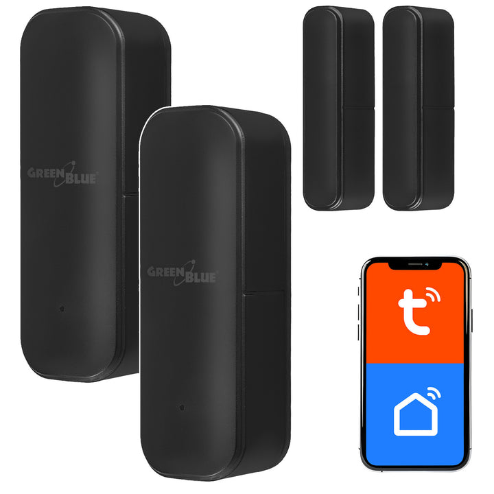 Bezdrátový kontakt / WiFi snímač otevření GreenBlue, Android/iOS, pro dveře / okna, 3,0 V DC, LR03x2, GB479 B, 2 sady