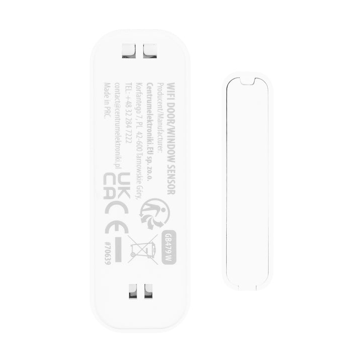 Bezdrátový kontakt / WiFi snímač otevření GreenBlue, Android/iOS, pro dveře / okna, 3,0 V DC, LR03x2, GB479 W, 2 sady