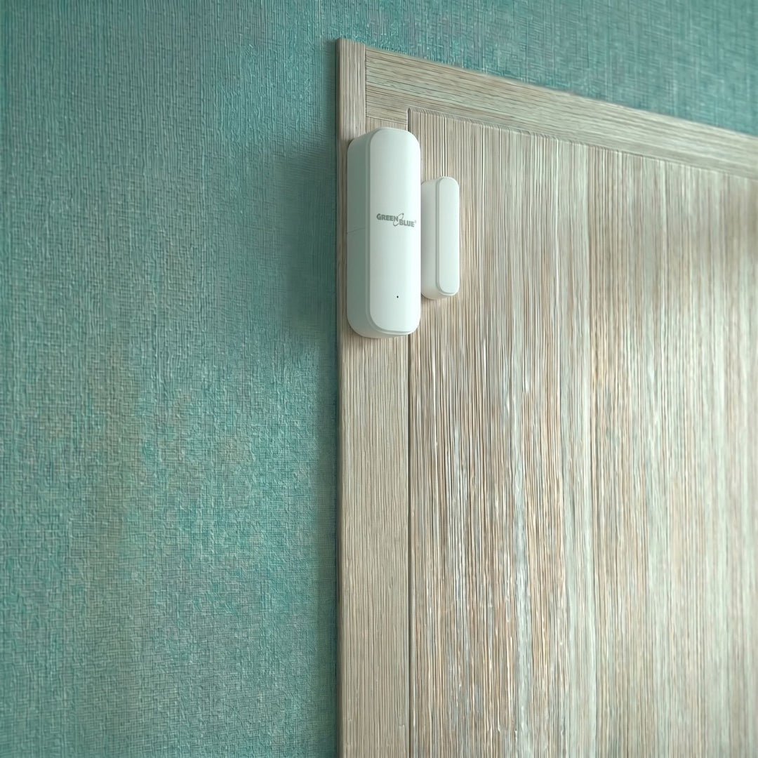 Bezdrátový kontakt / WiFi snímač otevření GreenBlue, Android/iOS, pro dveře / okna, 3,0 V DC, LR03x2, GB479 W, 2 sady