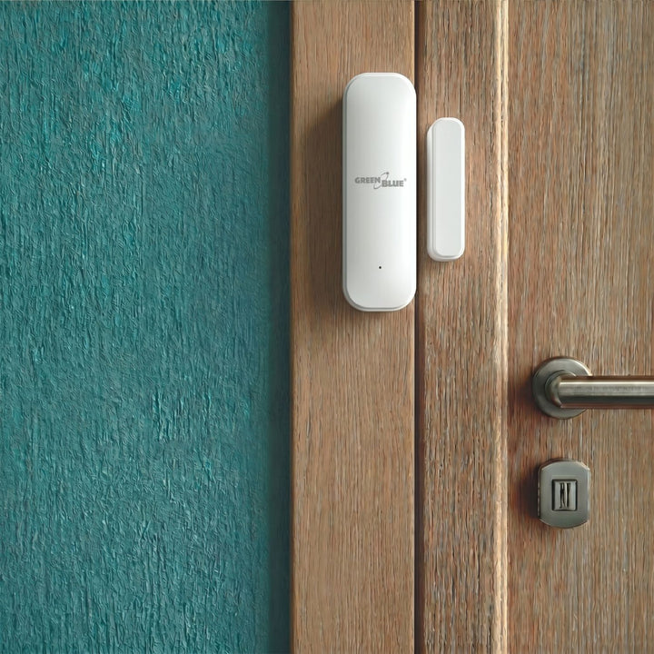 Bezdrátový kontakt / WiFi snímač otevření GreenBlue, Android/iOS, pro dveře / okna, 3,0 V DC, LR03x2, GB479 W, 2 sady