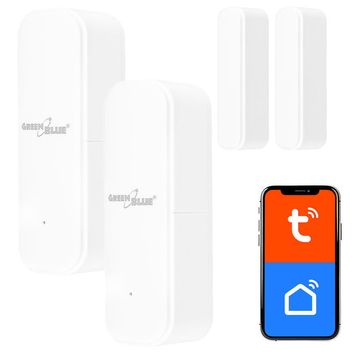 Bezdrátový kontakt / WiFi snímač otevření GreenBlue, Android/iOS, pro dveře / okna, 3,0 V DC, LR03x2, GB479 W, 2 sady