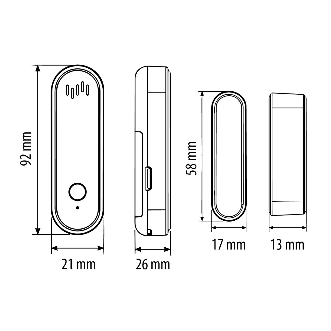 Bezdrátový kontakt / WiFi snímač otevření GreenBlue, Android/iOS, pro dveře / okna, 3,0 V DC, LR03x2, s alarmem, GB478, 2 sady