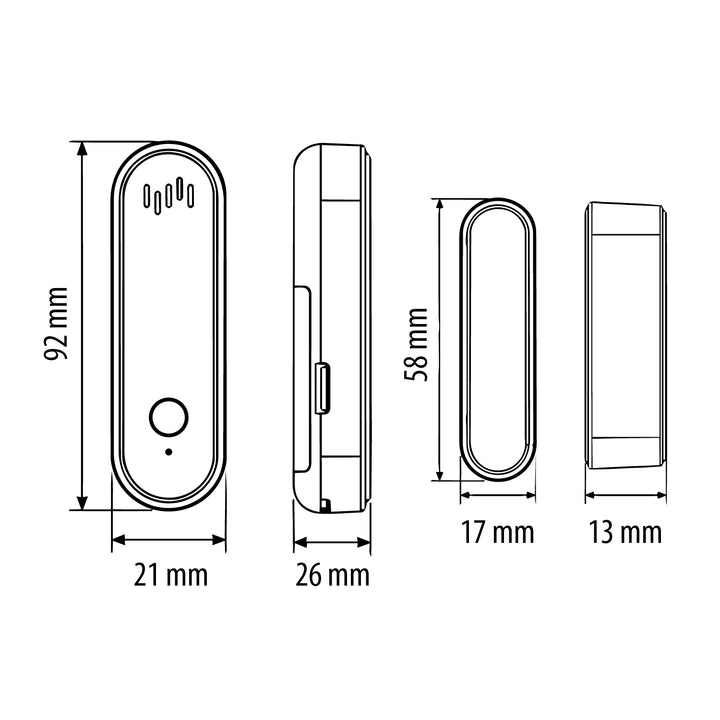 Bezdrátový kontakt / WiFi snímač otevření GreenBlue, Android/iOS, pro dveře / okna, 3,0 V DC, LR03x2, s alarmem, GB478, 2 sady