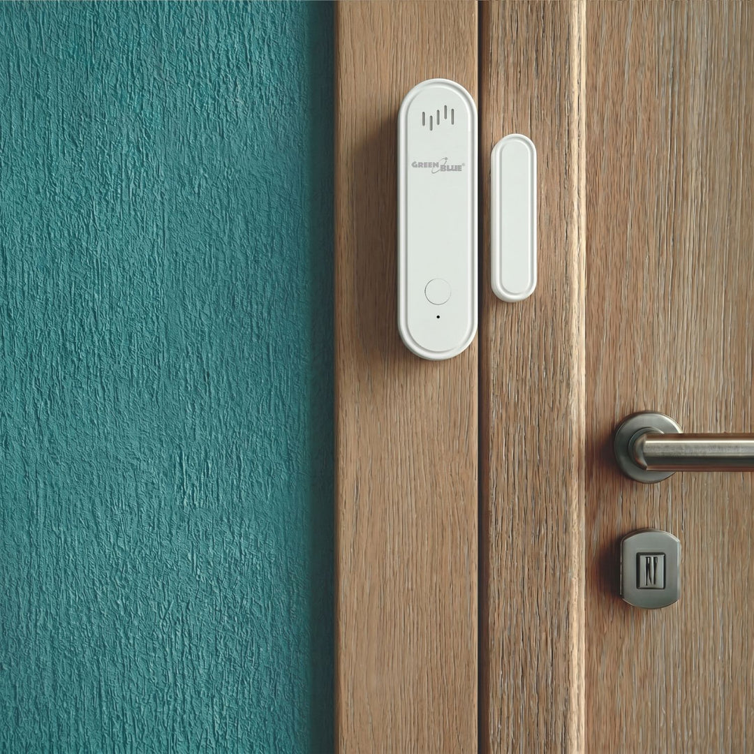 Bezdrátový kontakt / WiFi snímač otevření GreenBlue, Android/iOS, pro dveře / okna, 3,0 V DC, LR03x2, s alarmem, GB478, 2 sady