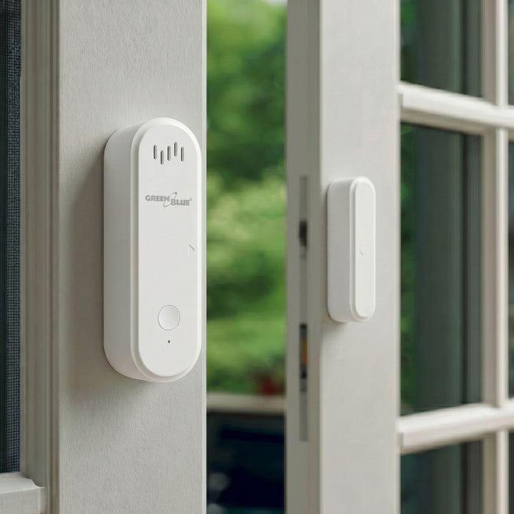 Bezdrátový kontakt / WiFi snímač otevření GreenBlue, Android/iOS, pro dveře / okna, 3,0 V DC, LR03x2, s alarmem, GB478, 2 sady