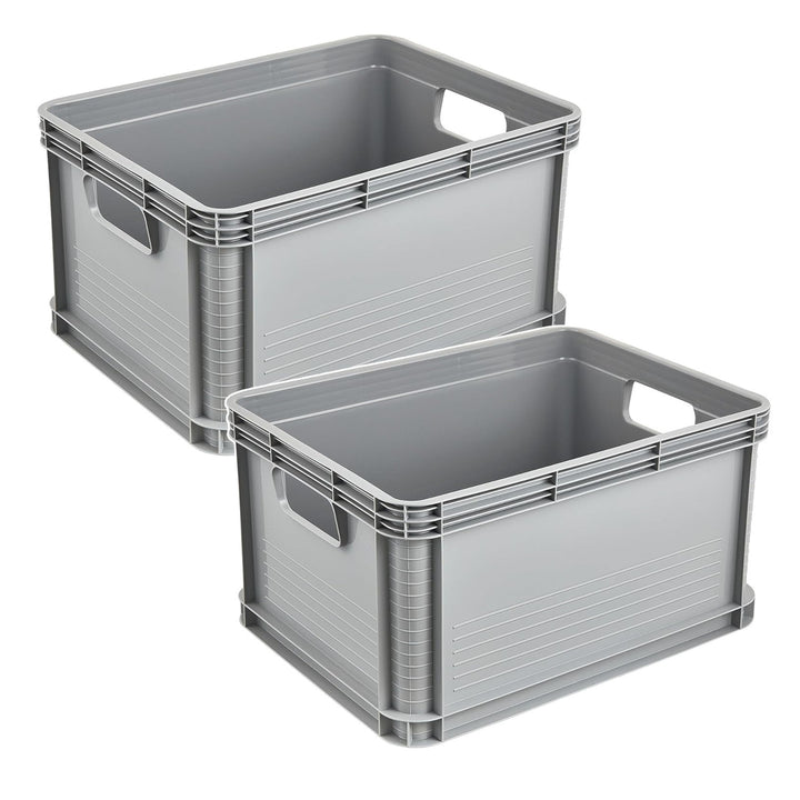 Přepravní box Robert Keeeper, objem 20 l, šedý, vhodný pro styk s potravinami, lehký a odolný, nosnost až 30 kg, 2 ks