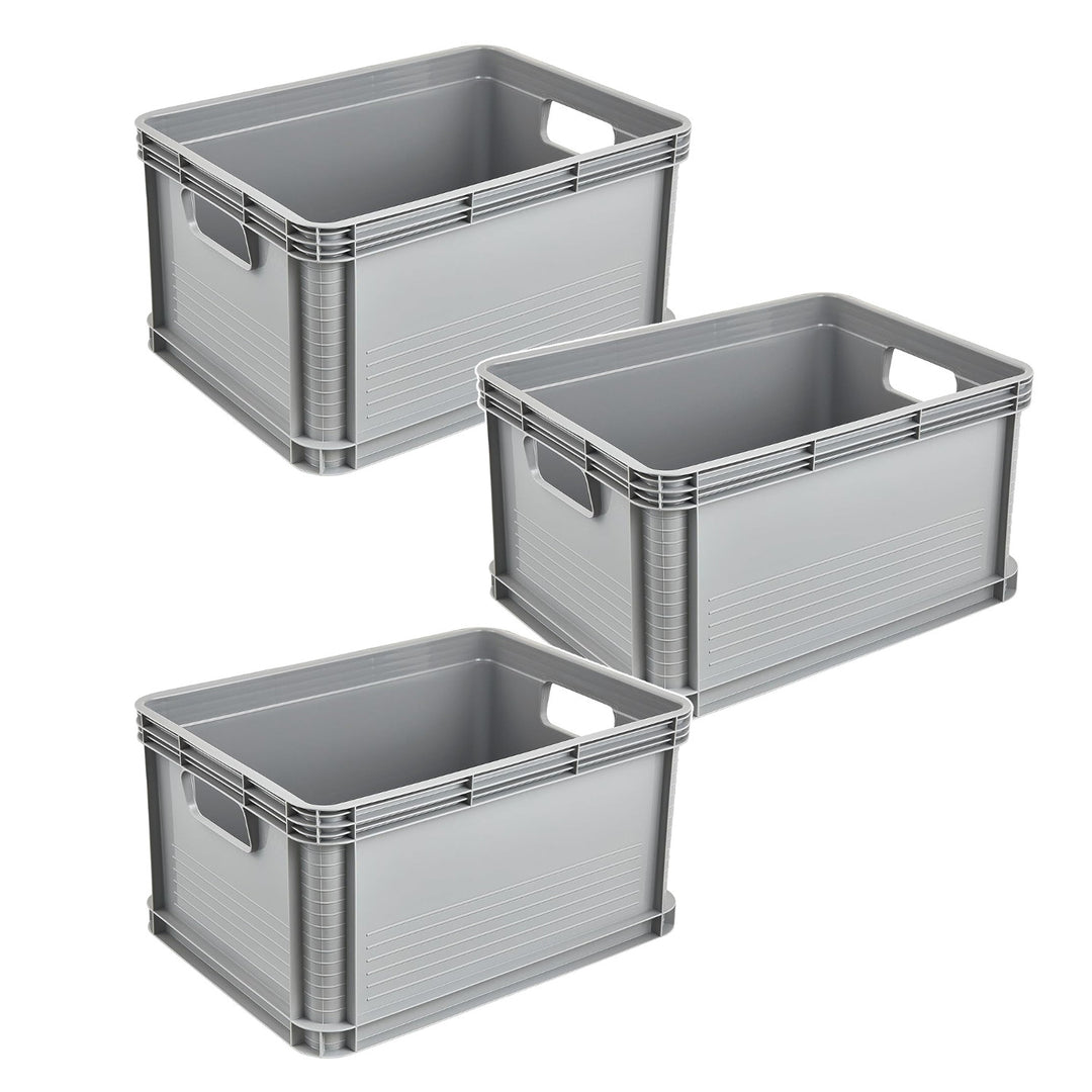 Přepravní box Robert Keeeper, objem 20 l, šedý, vhodný pro styk s potravinami, lehký a odolný, nosnost až 30 kg, 3 kusy