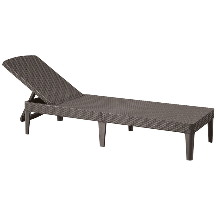 Nastavitelné zahradní lehátko Jaipur Sun Lounger, hnědé + polštář na lehátko Jaipur, barva tmavě šedá, látka S-500, rozměry 190 × 60 cm