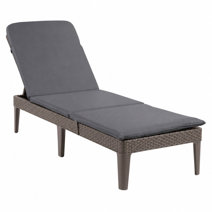 Nastavitelné zahradní lehátko Jaipur Sun Lounger, hnědé + polštář na lehátko Jaipur, barva tmavě šedá, látka S-500, rozměry 190 × 60 cm