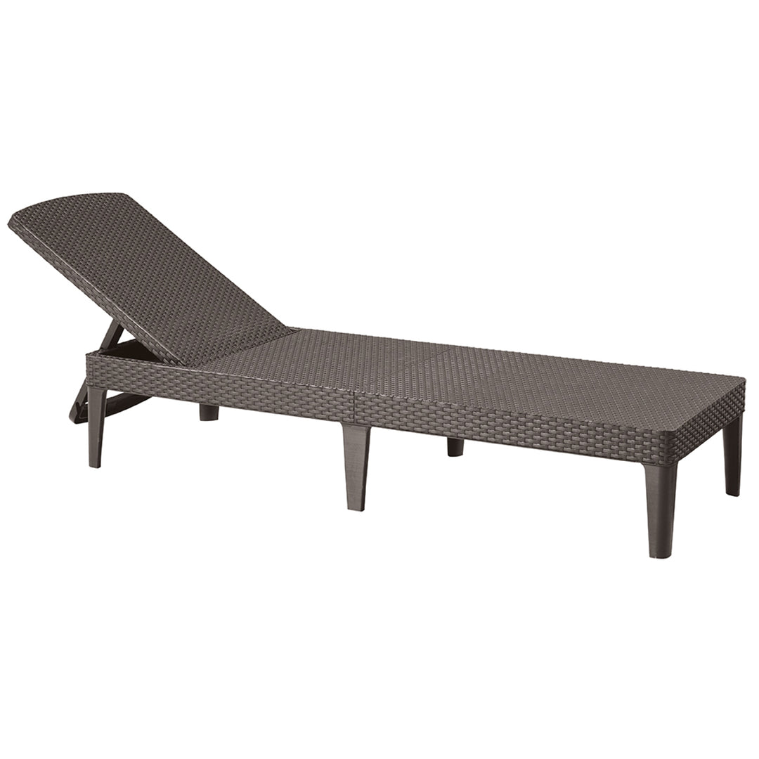 Nastavitelné zahradní lehátko Jaipur Sun Lounger, hnědé + polštář na lehátko Jaipur, béžová barva, látka S-550 Melange, rozměry 190 × 60 cm