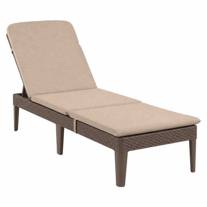 Nastavitelné zahradní lehátko Jaipur Sun Lounger, hnědé + polštář na lehátko Jaipur, béžová barva, látka S-550 Melange, rozměry 190 × 60 cm