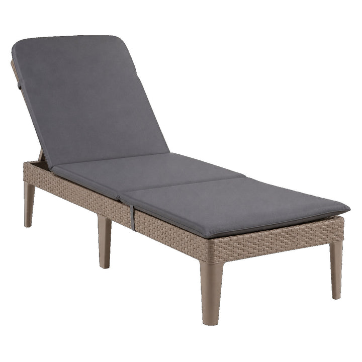Nastavitelné zahradní lehátko Jaipur Sun Lounger v barvě cappuccino + polštář na lehátko Jaipur, barva tmavě šedá, látka S-500, rozměry 190 × 60 cm