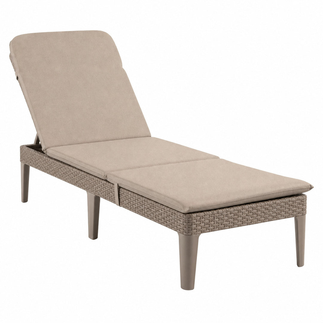 Nastavitelné zahradní lehátko Jaipur Sun Lounger v barvě cappuccino + polštář na lehátko Jaipur, barva béžová, látka S-550 Melange, rozměry 190 × 60 cm