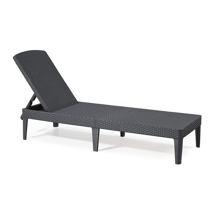 Nastavitelné zahradní lehátko Jaipur Sun Lounger v grafitové barvě + polštář na lehátko Jaipur, barva tmavě šedá, látka S-500, rozměry 190 × 60 cm